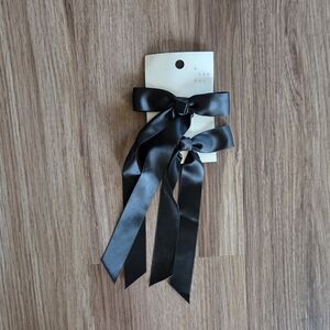 NWT A New Day Black Satin Hair Ribbon Clips